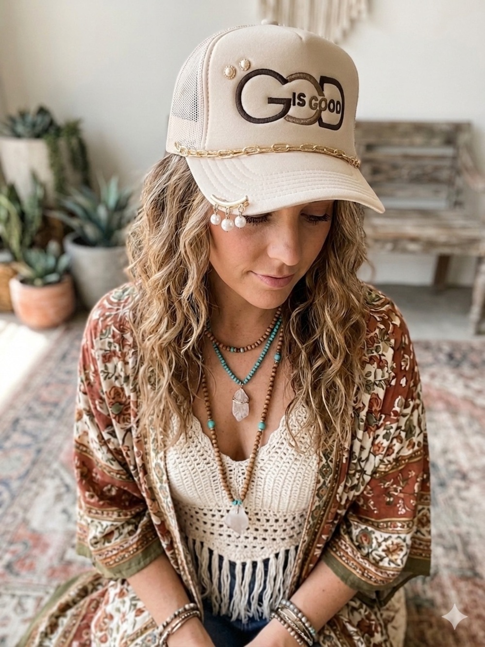 Simply Stitched - God is GoodTrucker Hat